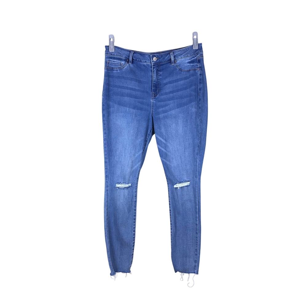 Rewash Jeans Women’s 14 Blue Wash Ripped Skinny Classic Rise Stretch Denim